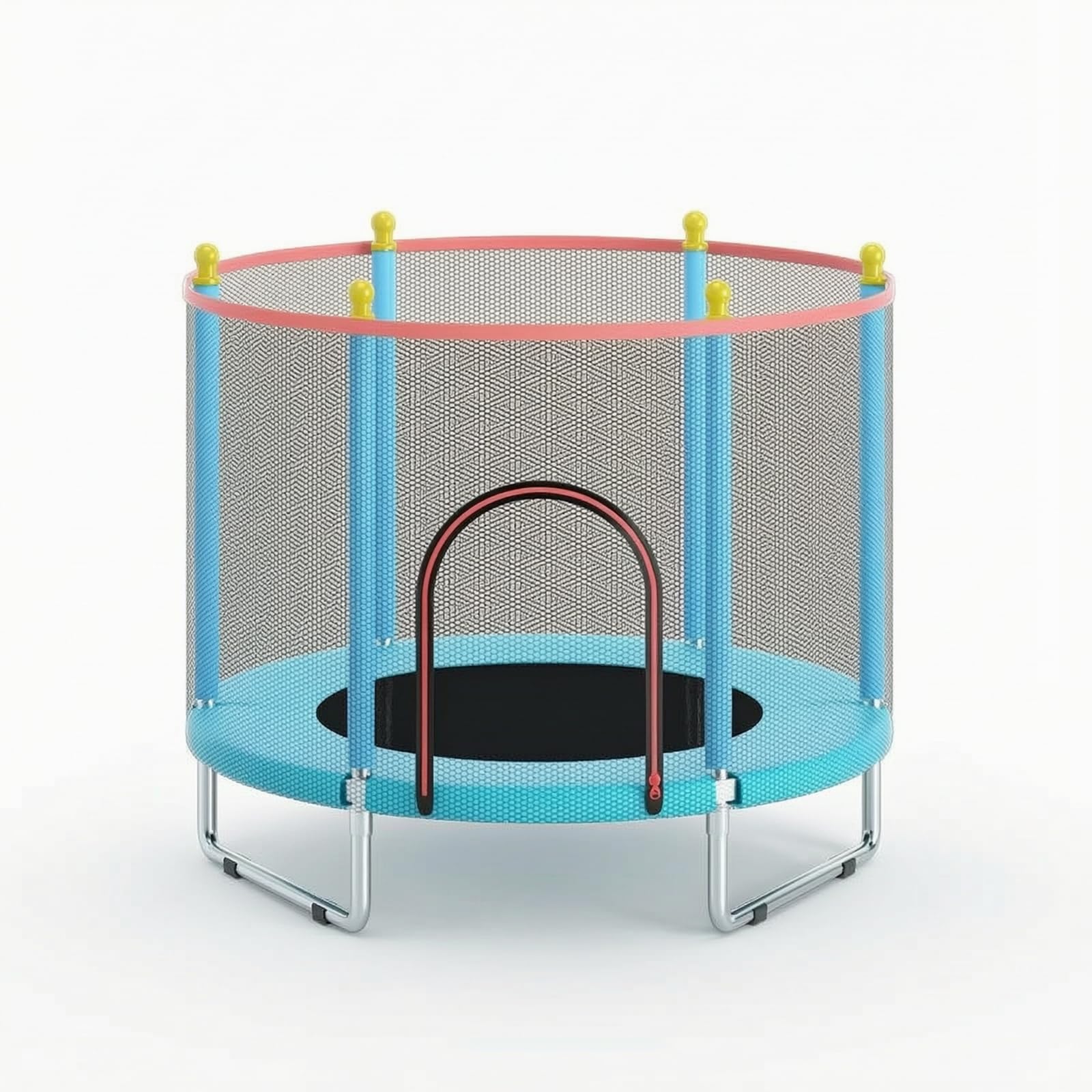 Cama Elástica Infantil Niños Mini Trampolin con Red Aro de Baloncesto Incluye Balón Pelotas Variadas Estructura de Acero Resistente Adecuada para, Azul