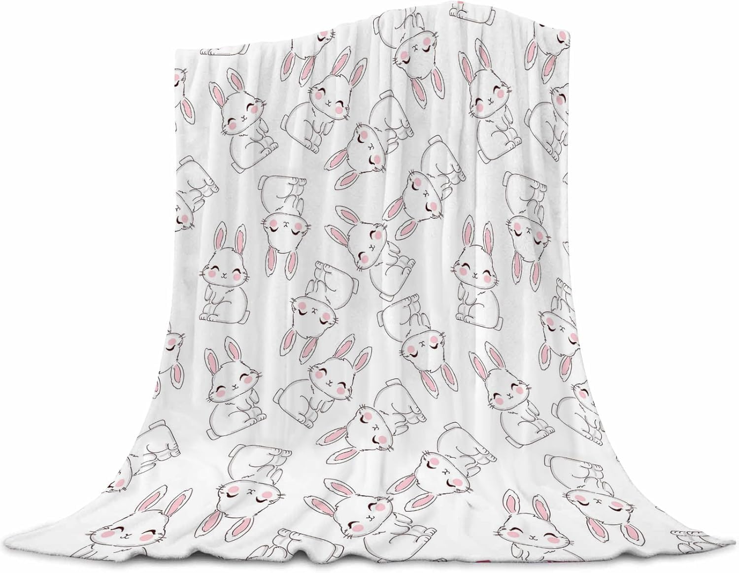 Bunny Blanket 30"x40" – Ultra Soft Flannel Fleece Baby Blanket for Newborns Infants, Crib Blanket &amp; Stroller Cover, Lightweight Swaddle Blanket for Boys Girls, Nursery Decor