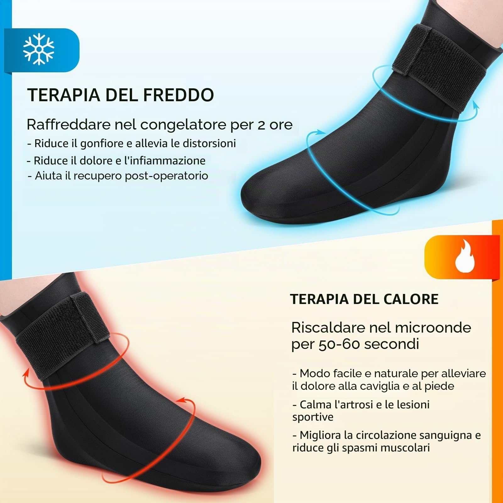 ABUBU Calzino per terapia a freddo e calore, calzino in gel riutilizzabile, cavigliera, fascite plantare, artrite, gonfiore, distorsione, dolore ai piedi, caviglia, infortuni