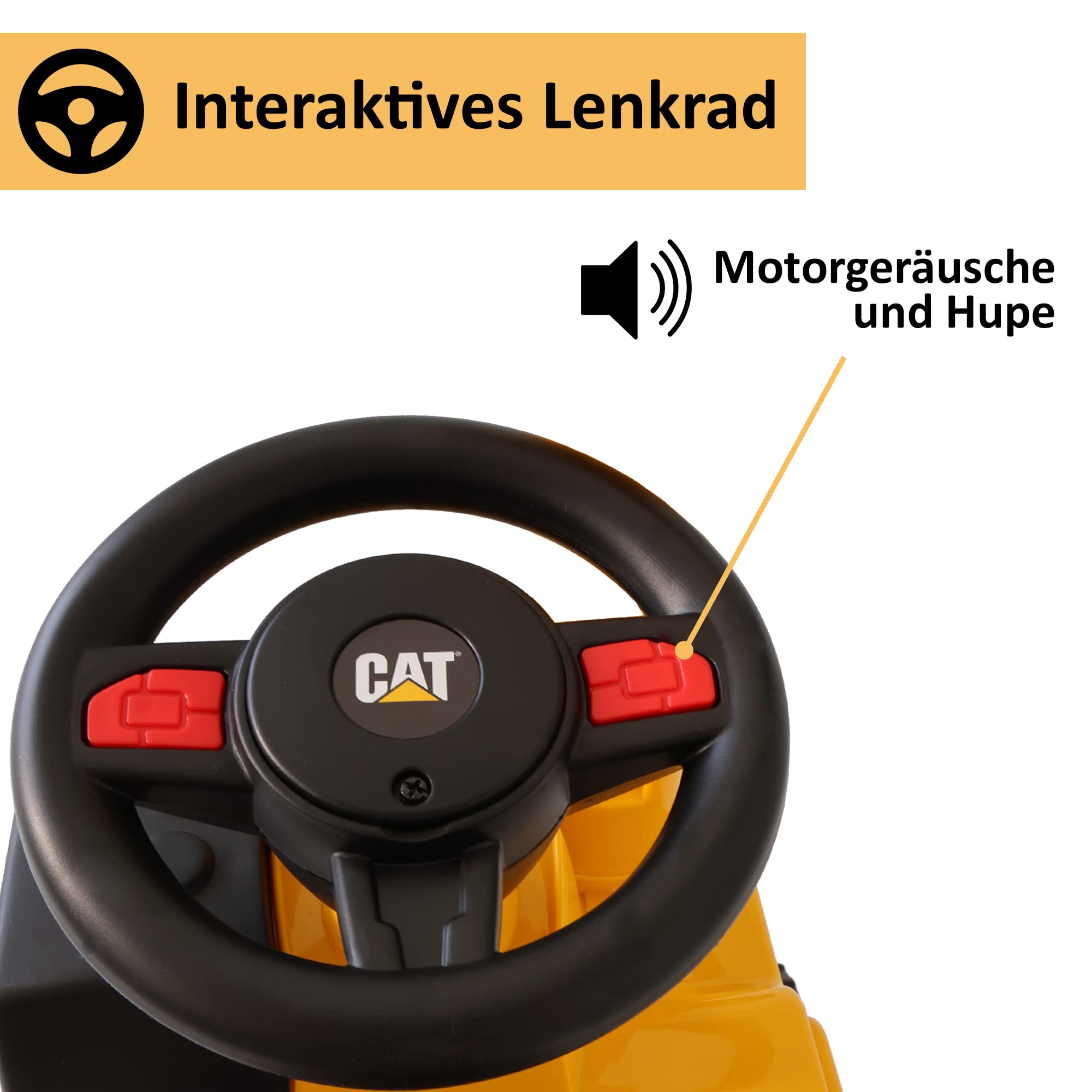 LEMODO Rutschauto mit Staufach | Bagger zum draufsitzen | Sitzbagger mit beweglicher Schaufel | Aufsitzbagger mit Sound-Lenkrad | Rutschfahrzeug ab 1 Jahr