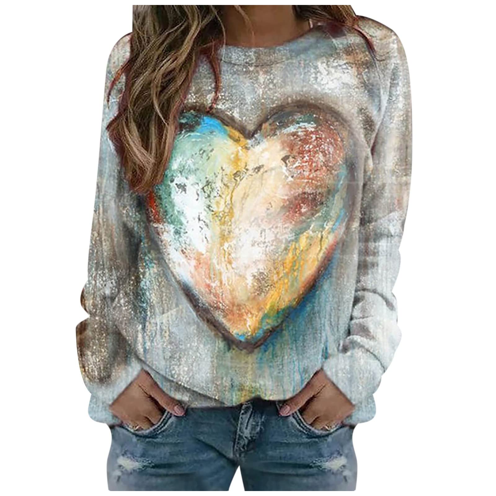 NUSGEAR Camiseta Manga Larga Mujer Moda impresión Camisa Blusa Cuello Redondo Jersey pulóver Camiseta Casual Suelto Fiesta Tops T-Shirt Original otoño Primavera Suéter Basic Sudadera tee