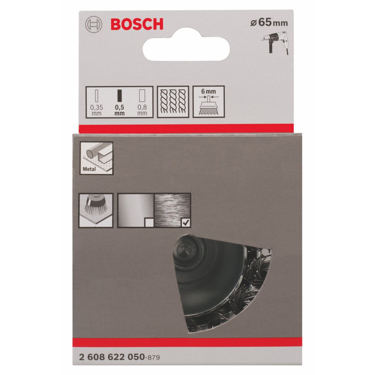 Bosch 1x Spazzola a tazza PRO Metal heavy a filo intrecciato, codolo cilindrico (per Acciaio, Acciaio inossidabile, Ø 65 mm, Professional Accessorio Trapano)