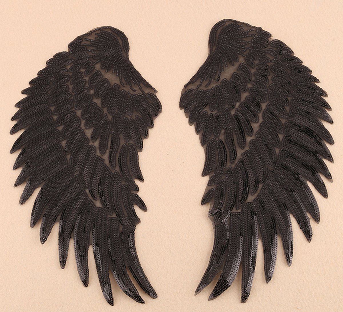 Patchs Ailes D'Ange Pailletées Jumbo – Argenté 33x18 Cm à Repasser Ou Coudre