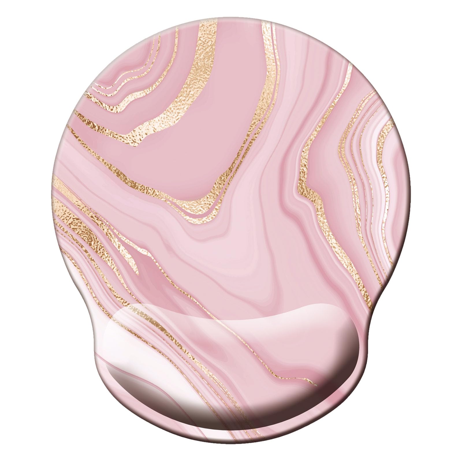Mouse Pad with Wrist Support, Ergonomic Mouse Pad with Memory Foam Wrist Rest Cushion, Non-Slip Rubber Base Gaming Mice Pad for Home Office Computer Laptop, Pink Marble