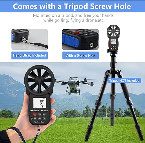 Miniatura 2 de HOLDPEAK 866B Anemómetro digital medidor de velocidad del viento Portátil Mide la velocidad del viento la temperatura y la humedad con luz de fondo
