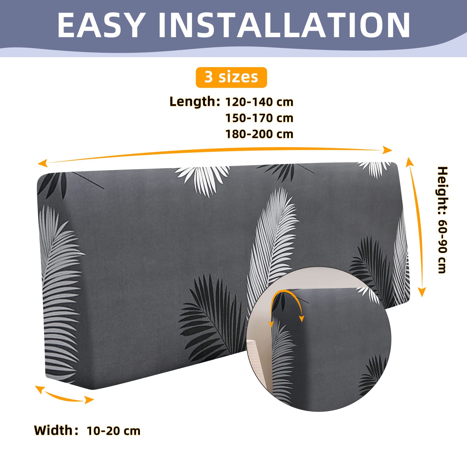 Copertura Elastica Per Testiera Letto - Fodera In Spandex Morbida, Singolo/Matrimoniale, Design Geometrico - Foto 9