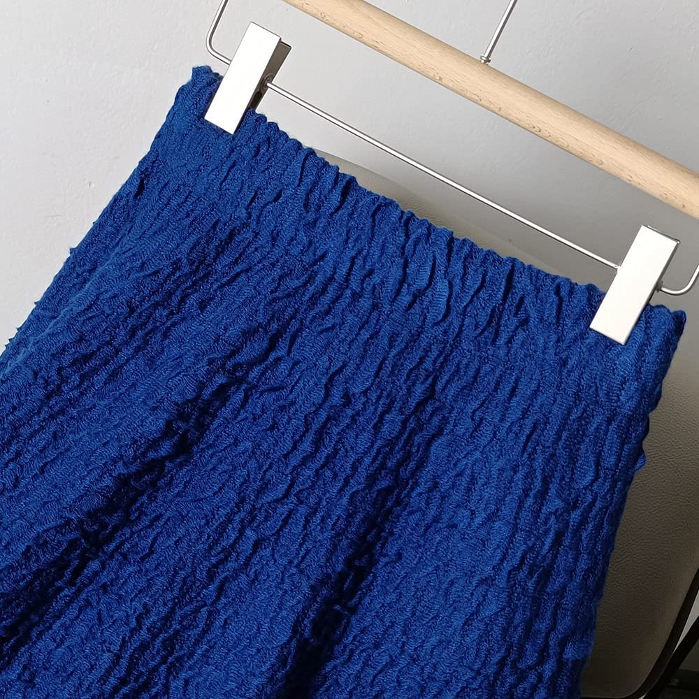 Röcke Damen,Damen-Midirock, Königsblau, Elastisch, Mit Hoher Taille, Gestrickter Plissee-Regenschirmrock, Vintage-A-Linie, Swing, Gerüscht, Herbst-Winter, Lange Röcke Für Mädchen, Damen