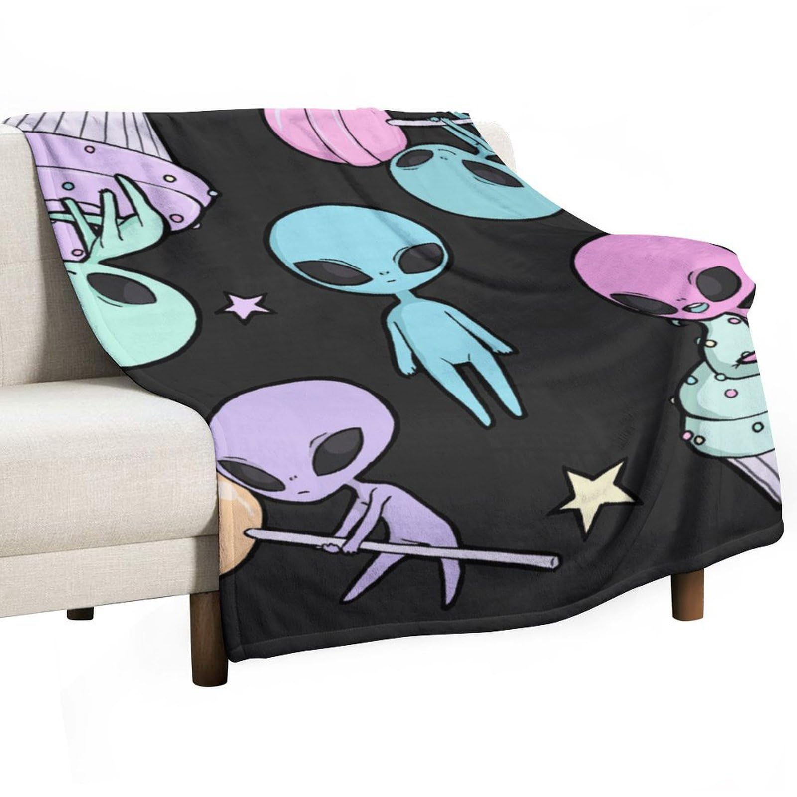 Hxwokrum Flannel Blanket, Alien Throw Blanket for Couch Sofa Bed Office, Soft And Comfortable Without Pilling