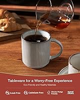 Vista 2 de famiware Juego de Tazas de Café para 4, Tazas de Catering Star de 12 oz con Asa para Café, Té, Cacao, Leche - Juego de Vajilla de Cerámica de Gres