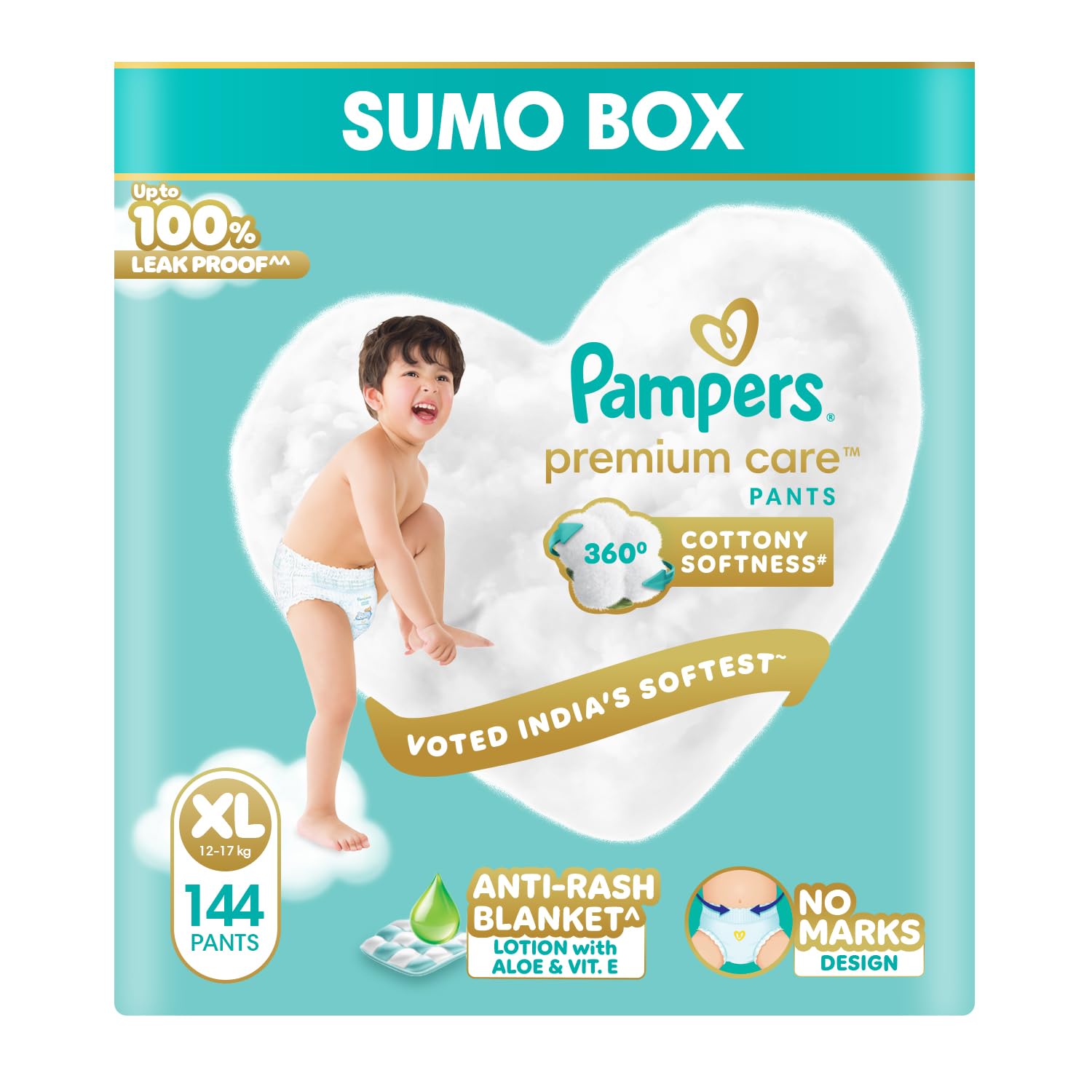 Pampers Premium Care Pant Style Baby Diapers XL 144 Count | No Marks Design | Voted India’s #1 Softest Diaper | All in 1 diaper with 360 Cottony Softness discount deal