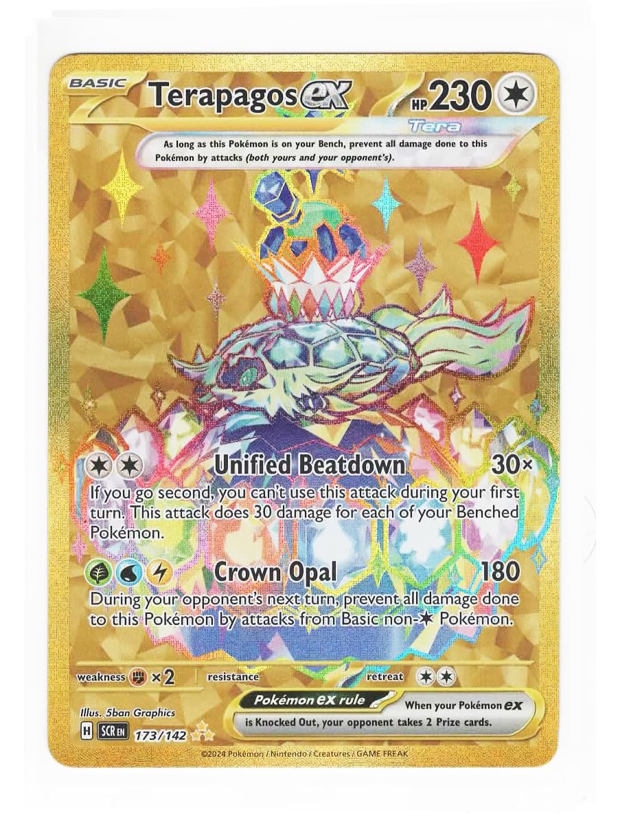 Pokemon - Terapagos ex 173/142 Stellar Crown Secret Rare Golden Card