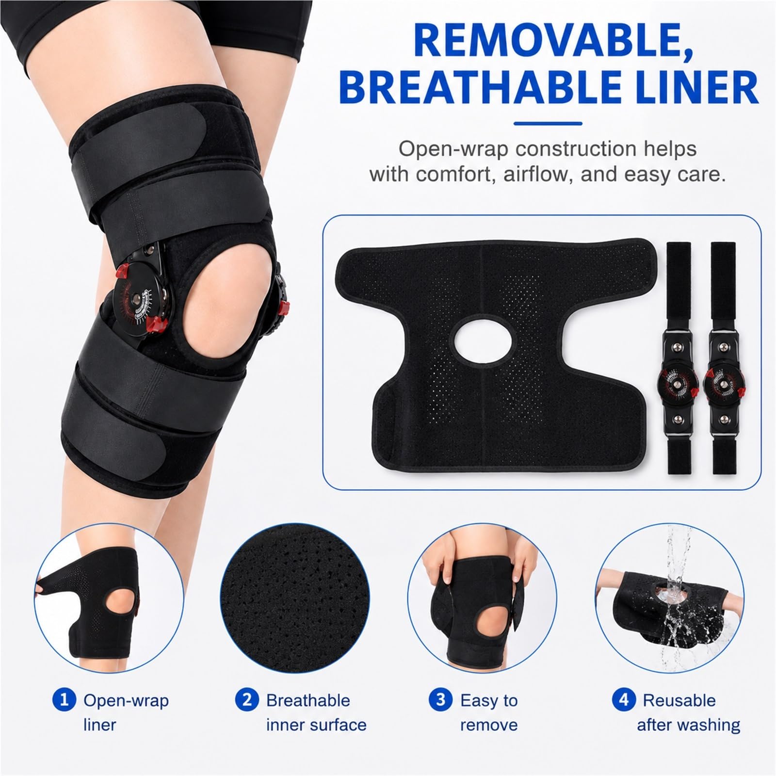 Tutore Ginocchio Ortopedico Regolabile per Legamenti Strappati e Menisco Supporto Stabilizzatore Post Operatorio Riabilitazione Protezione Articolazione Gamba(L)