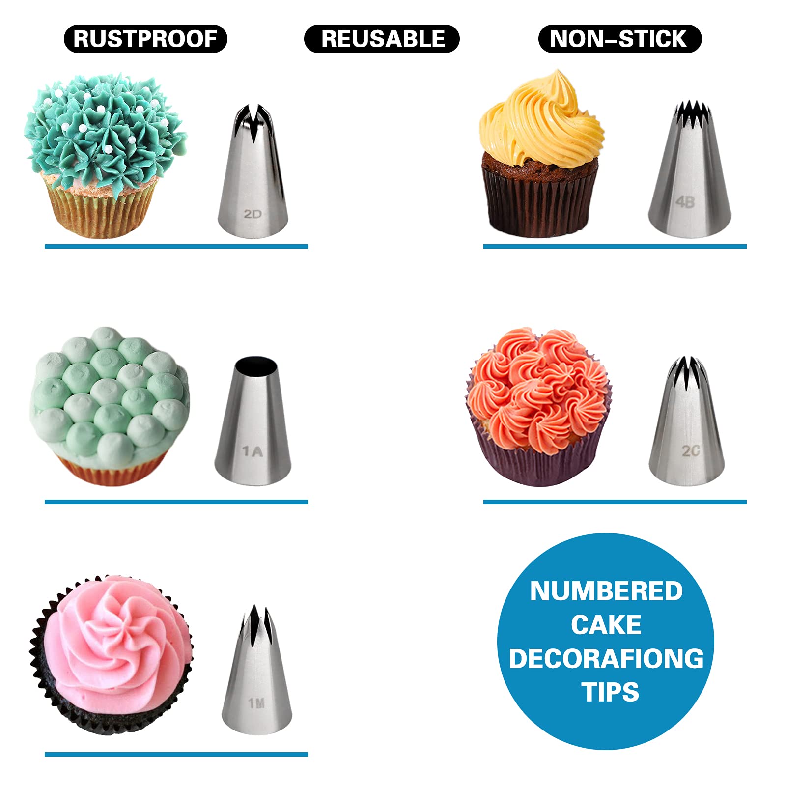 Tabiger Lot De 6 Grandes Douilles à Douille En Acier Inoxydable Pour