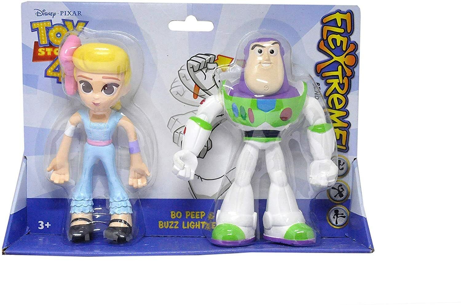 Mattel Buzz Lightyear & Bo Peep - Toy Story 4 Bendable Action Figure (7-Inches) (Combo Pack of 2), White, Large
