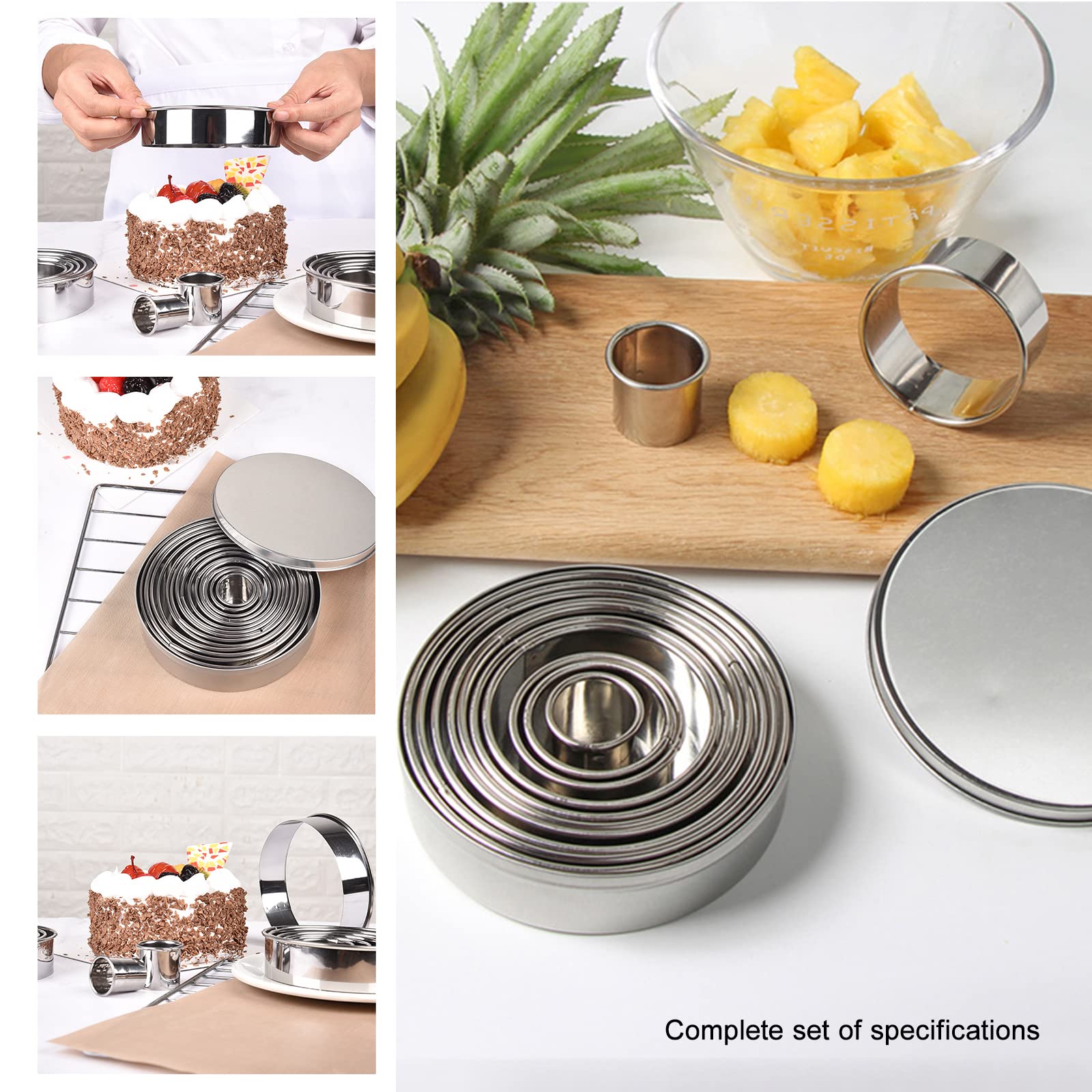 6 Emporte-pièces Ronds En Acier Inoxydable - Tailles 5.2 à 15.5 Cm, Pour Biscuits, Gâteaux, Pâtisseries (design Empilable) - 8