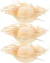 3 Pieces Hawaiian Straw Hat Lightweight Breathable Beige