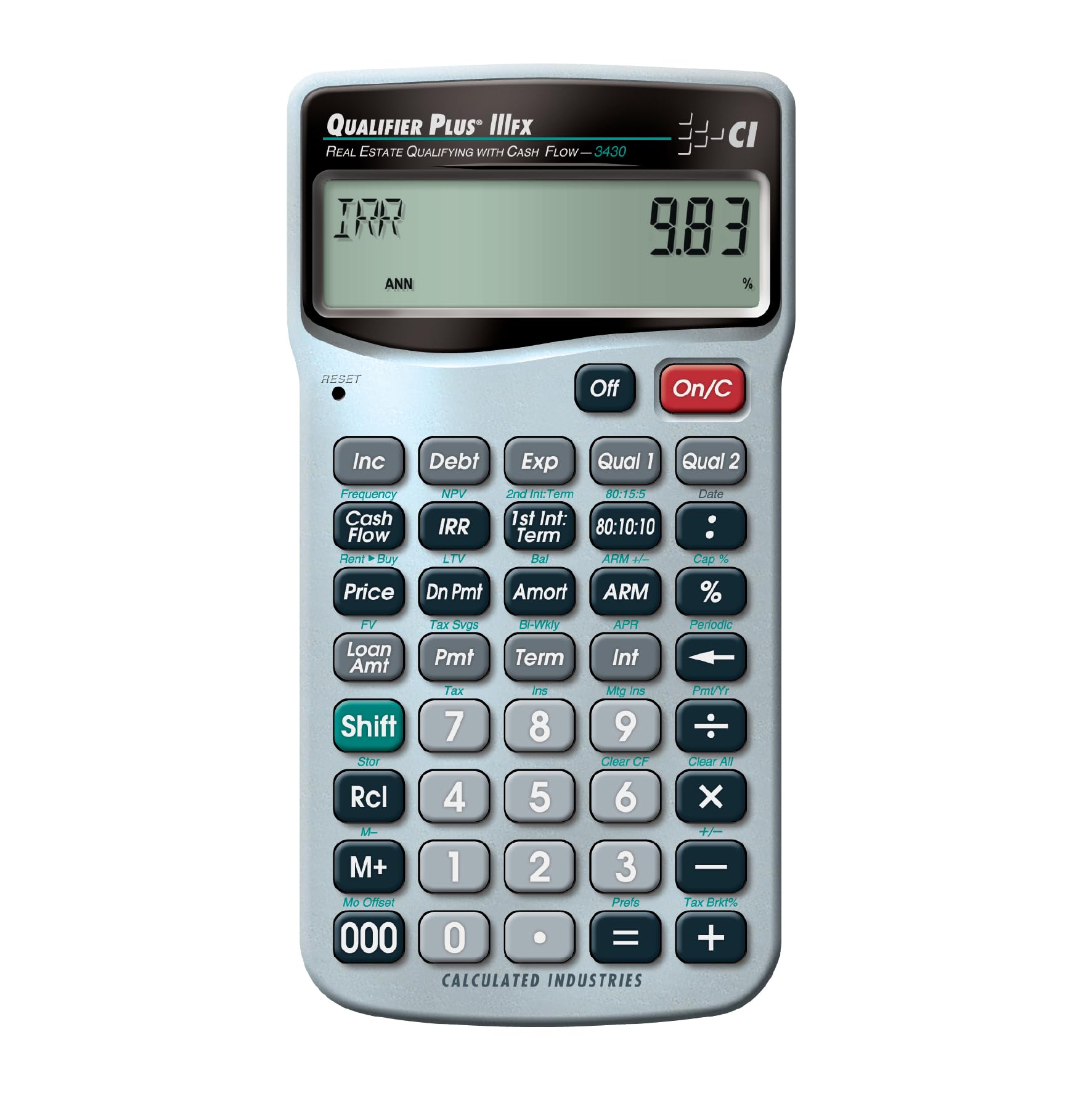 Calculated Industries 3430 Qualifier Plus IIIfx Advanced Real Estate Mortgage Finance Calculator | Clearly-Labeled Keys | Buyer Pre-Qualifying | Payments, Amortizations, ARMs, Combos, FHA/VA, More