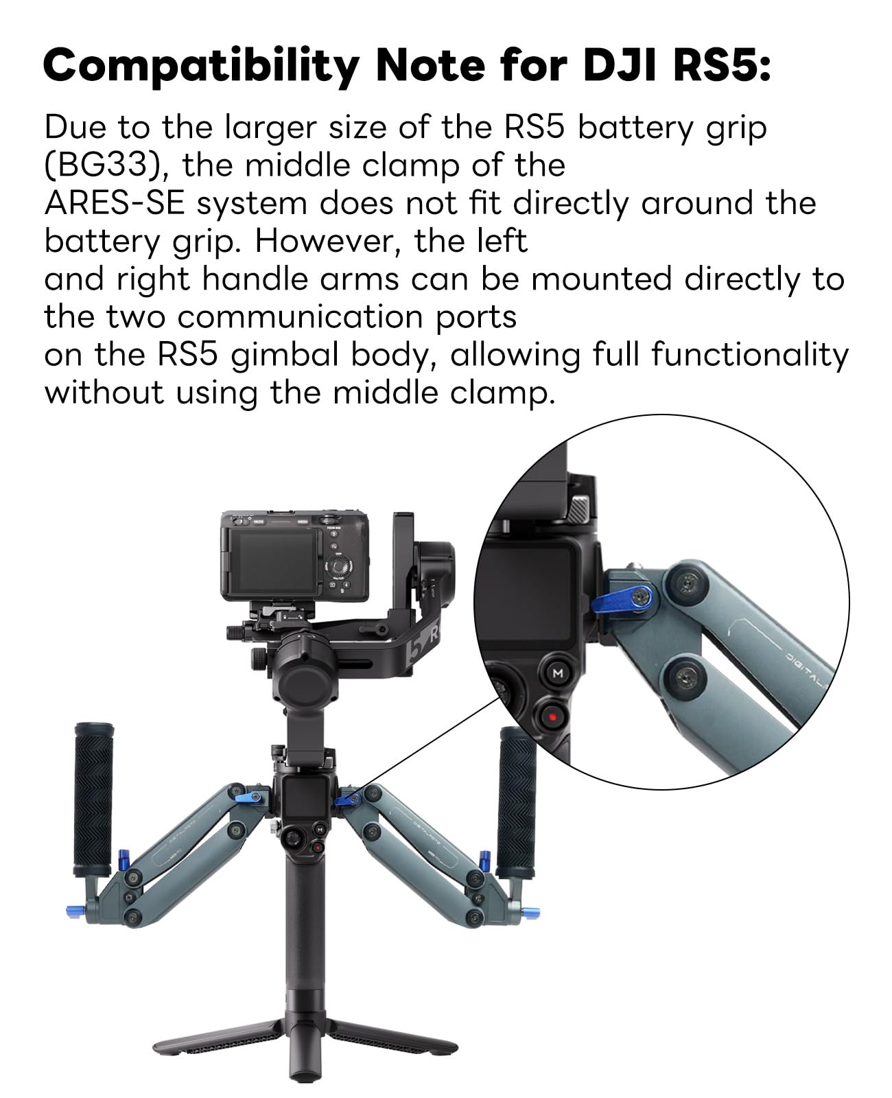 ARES-SE Z Axis Gimbal Dual Handle Grip mit NATO-Schienen, 30% bessere Dämpfung, kompatibel für DJI RS5/RS 4 /RS 4 Pro/RS 3 / RS 3 Pro/RS 2 / RSC 2, 2–5 kg Traglast für stabile Videoaufnahmen