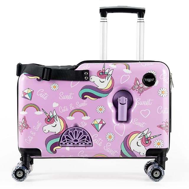 Younglingz LIL FLYER GO Version 2 Ride On Suitcase for Kids Carry On Luggage with Toddler Seat Foldable