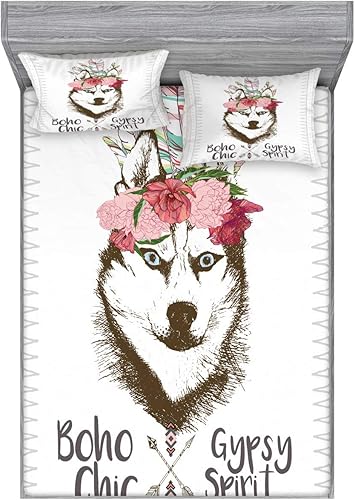 Miniatura 226 de Ambesonne Juego de sábanas bajeras y fundas de almohada, deliciosos tacos con verduras, cocina folclórica, ingredientes de recetas de comida Beige