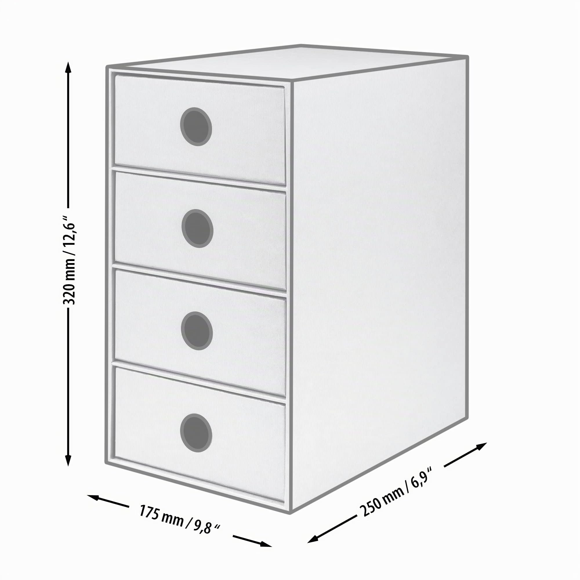Rössler SOHO 4er Schubladenbox aus Papier | Büro Organizer Schreibtisch | Schubladen Organizer Büro Zubehör & Bürobedarf | Schreibtisch Organizer Box | 18 x 25 x 32 cm | 1 Stück | Farbe: Grün | Opal