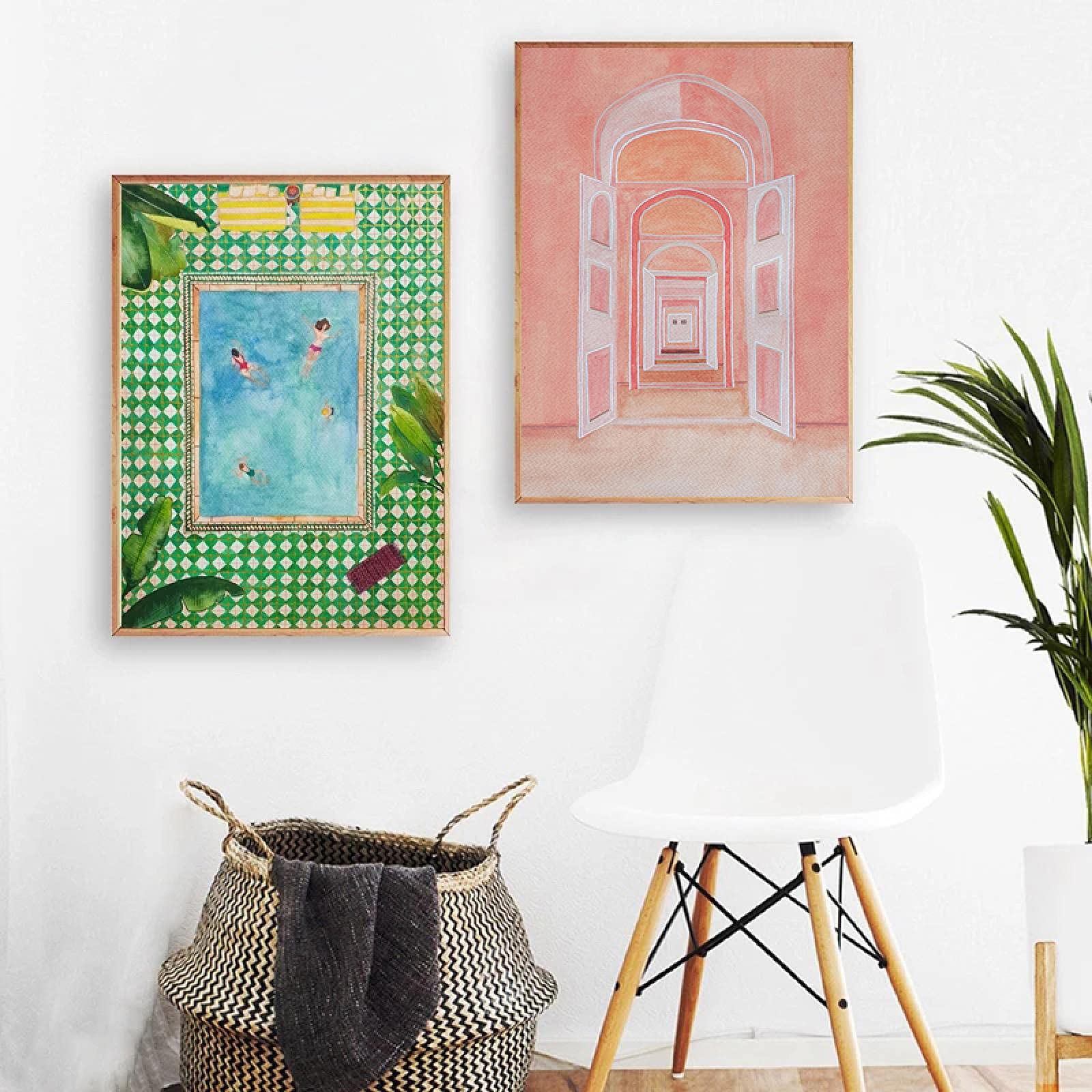 Posters para salon de piscina tropical y cuadros modernos boho 8