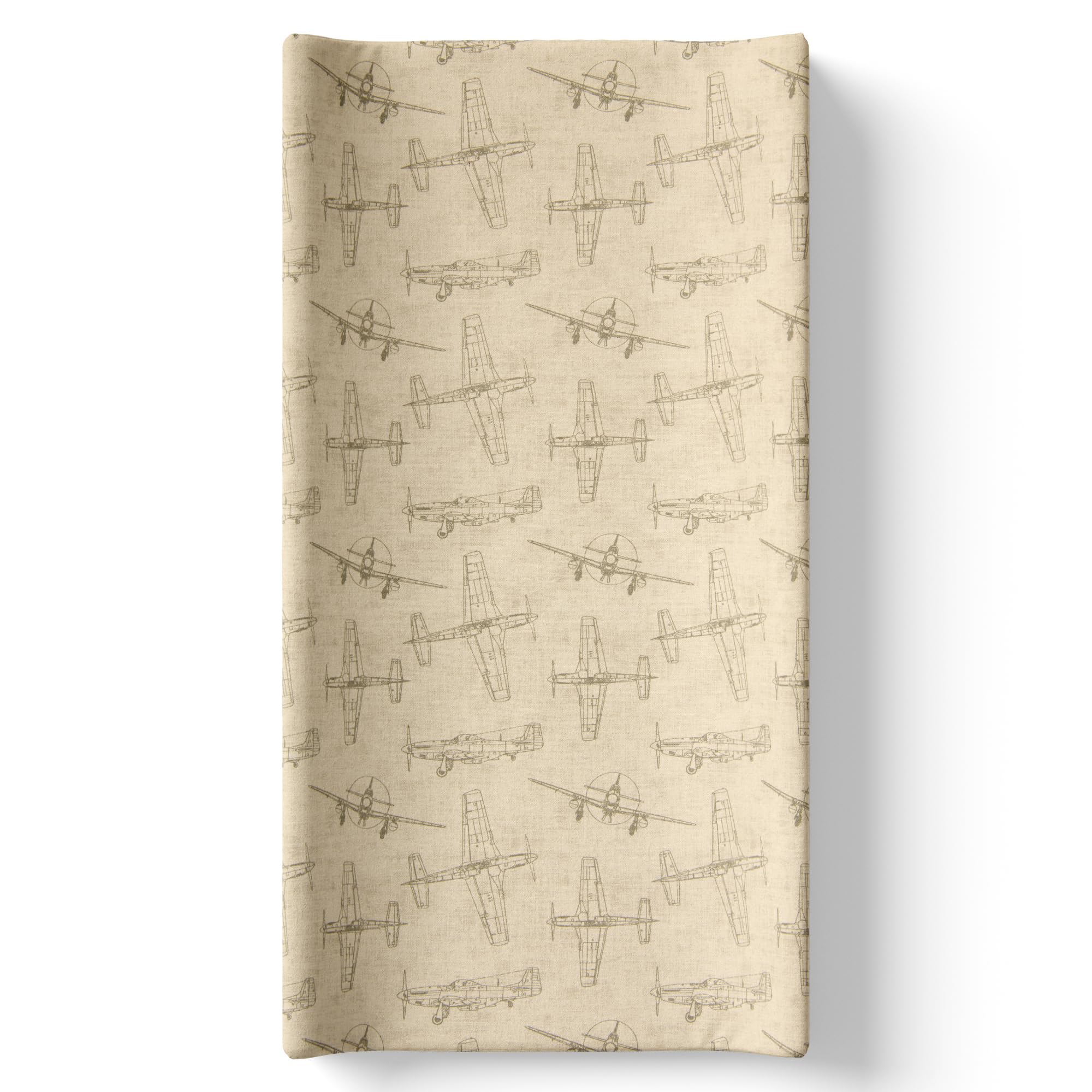 Glenna Jean Airplane Diaper Changing Pad Cover, Tan Brown Flying Aviation Baby Boy Nursery, Soft Cotton Infant Changing Pad Cover, Fits Standard