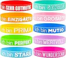 12 Stück Motivationsarmbänder Deutsch - Inspirierende Sprüche Silikon Armbänder