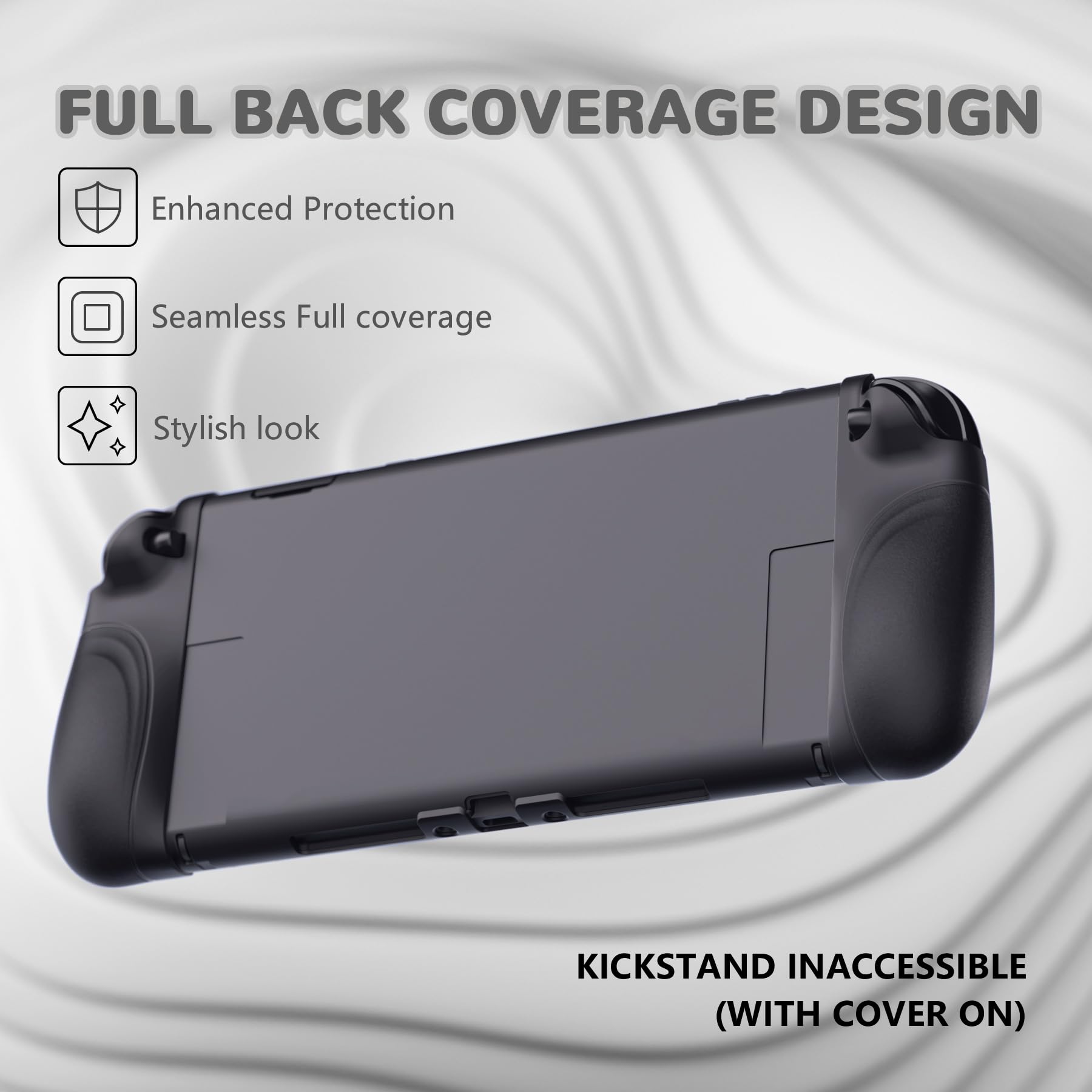 PlayVital Funda Protectora para Nintendo Switch 2 (2025) - Agarre de Silicona con Carcasa Trasera de PC, Protector con Soporte Plegable y Tapas para Joysticks - Serie Ranger (Negro)