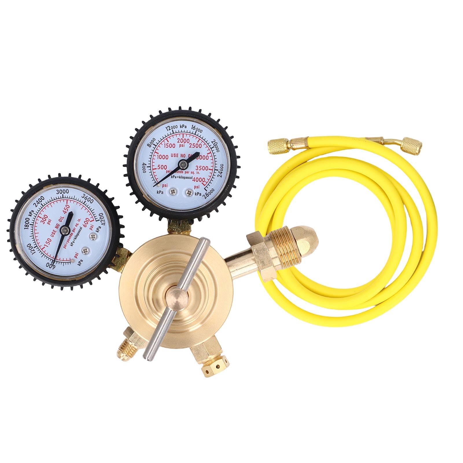 Dioche Reduktor Azotu 0-600 Profesjonalny Reduktor Azotu CGA580 z Wlotem 0-600 PSI i Złączem Męskim/żeńskim 1/4 Cala, Mosiężny Regulator z Wężem 60 cali.