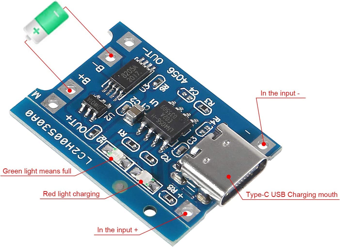 Gebildet 10pcs Type-C USB 5V 1A Interfaccia di Ingresso 18650 Scheda di Ricarica Batteria al Litio, Modulo Caricatore con Doppia Funzione di Protezione