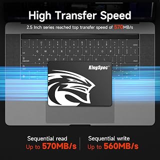 KingSpec 1TB 2.5-Inch SATA III SSD Internal Drive - 560MB/s Read, 520MB/s Write, 3D NAND Shock-Resistant for Laptops & Desktops