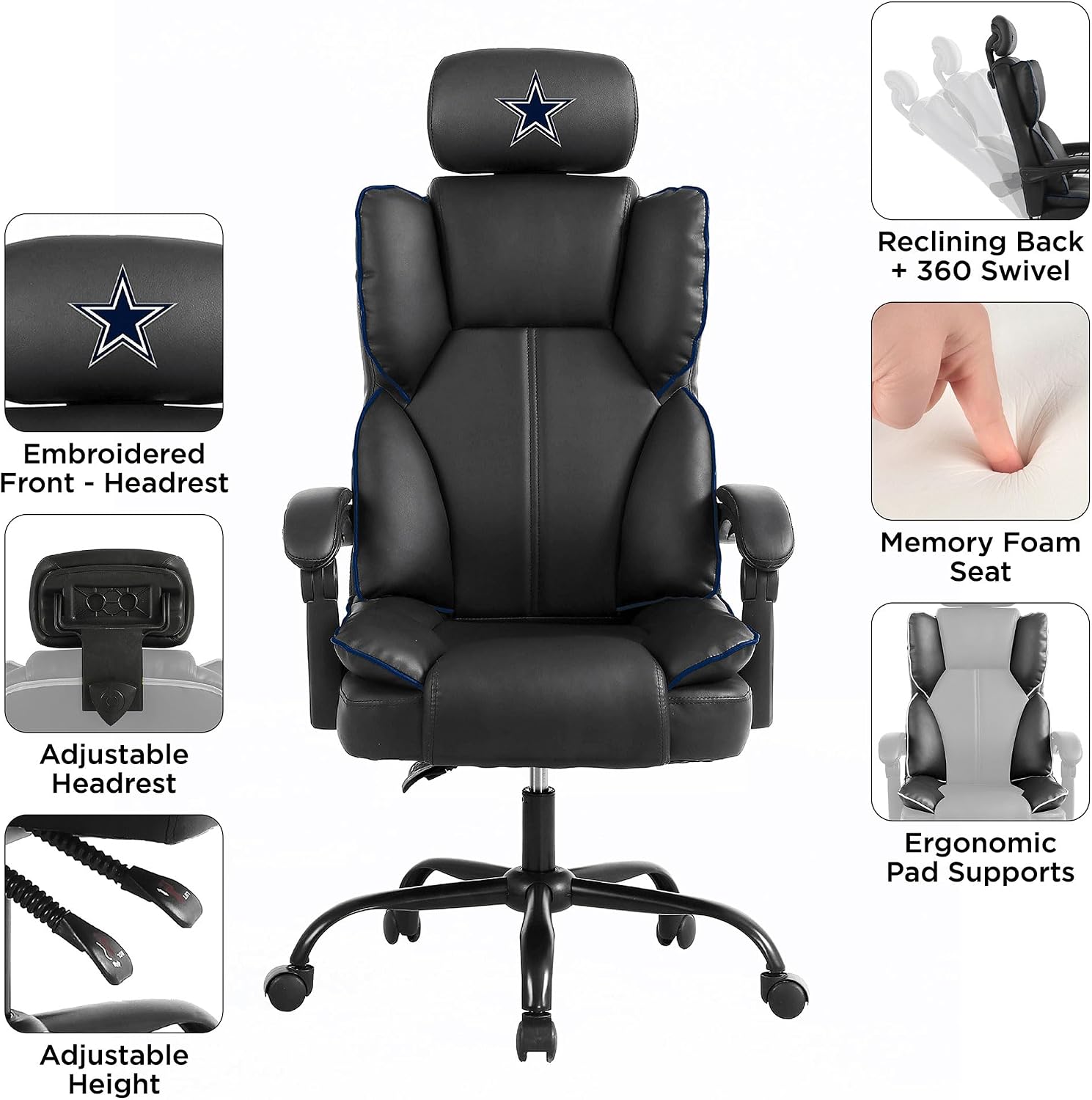 Imperial Black Dallas Cowboys Champ Chair