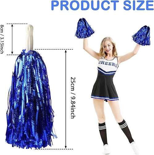 Miniatura 3 de 12 pompones de animadora metálicos en relieve esponjosos con asa, pompones de animación para animar al equipo, para fiestas deportivas, bailes