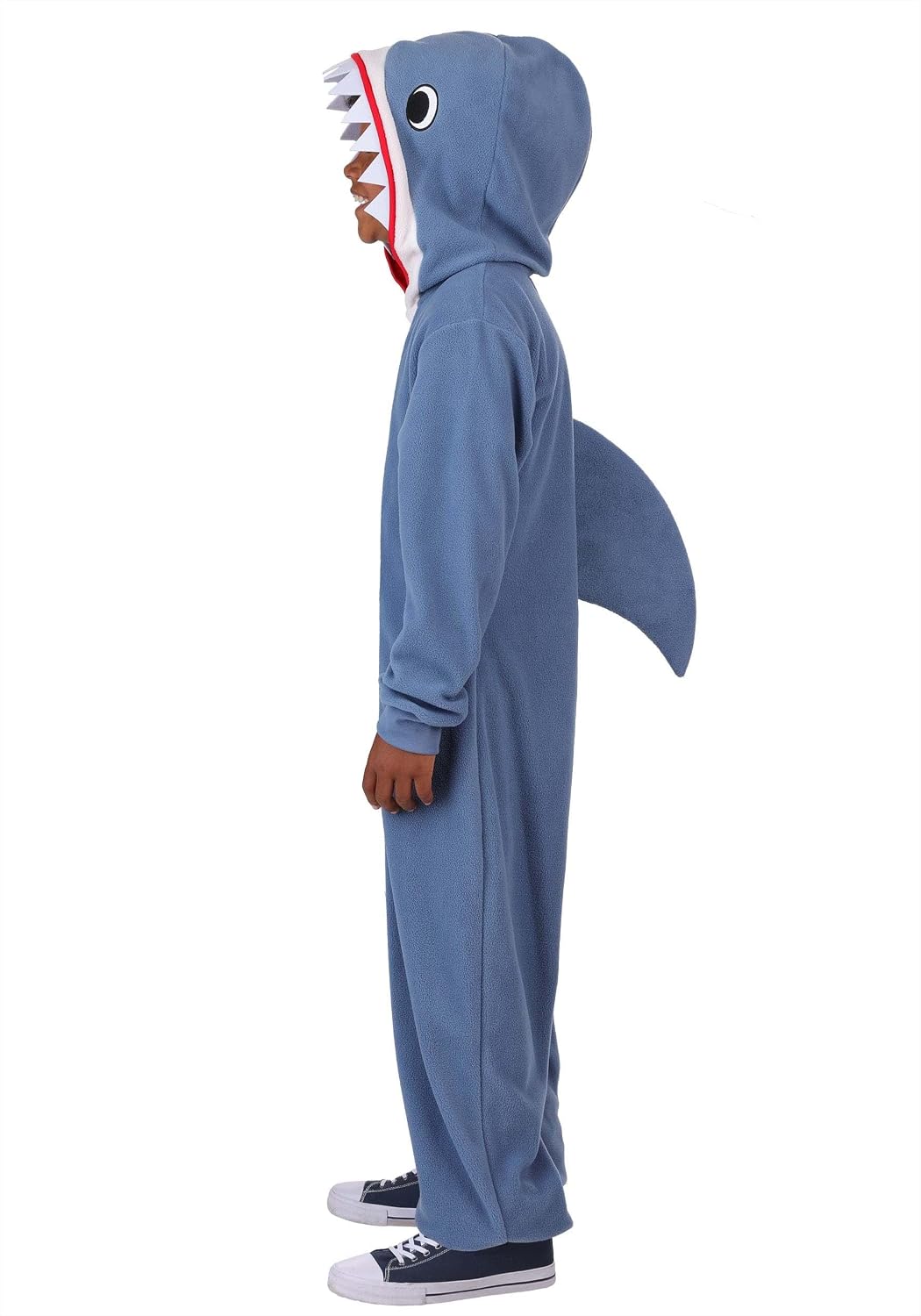 Kids Gray Shark Costume Jumpsuit with Hood Teeth & Fin Sea Creature Outfit for Halloween & Dress Up