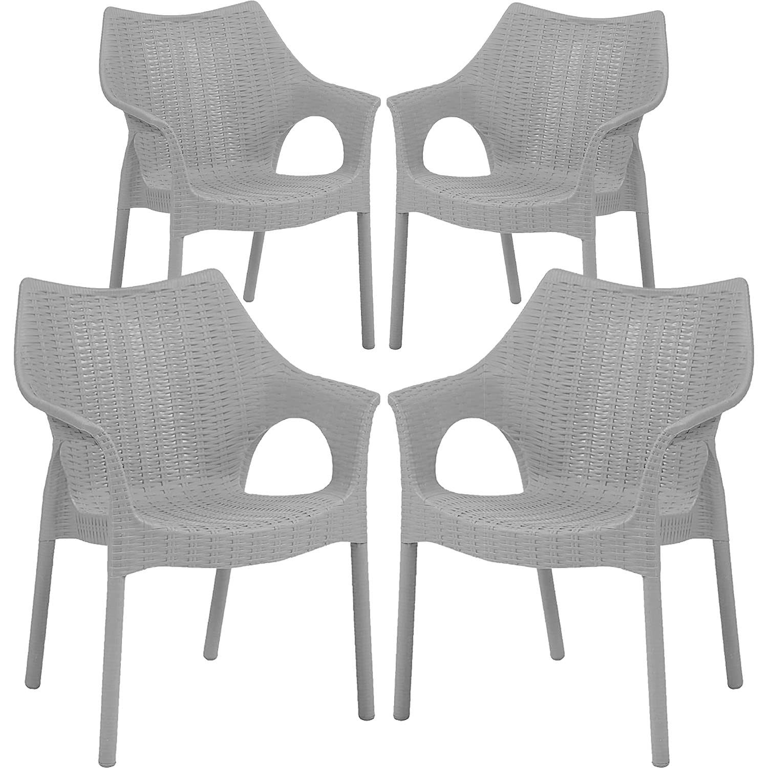 Supreme Cambridge Heavy Plastic Chair for Indoor and Outdoor Use|Color: Champagne; Set of 4 Chairs
