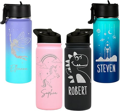 Botella de agua personalizada de acero inoxidable, doble aislamiento al vacío, botella de hidratación térmica, frasco personalizado de 30 onzas,