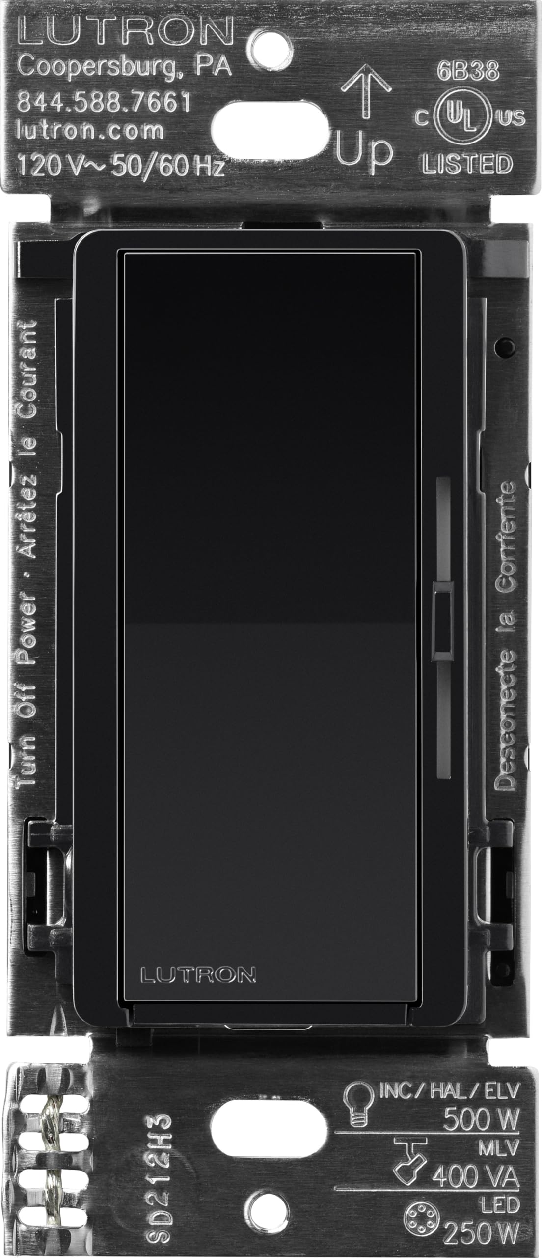 Photo 1 of Lutron Diva Smart Dimmer Switch ELV+ for Caseta Lighting, 250-Watt LED, Neutral Required, Smart Dimmer Switch, DVRF-5NE-BL, Black