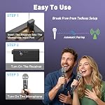 Microphones sans fil portables pour Karaoke Chanter avec 500 FT Réception de 2,4GHz, Rechargeable Dual Microfonos Inalambricos Set Stable Réception pour DJ Fête de l'Église Mariage Conférence Salle de classe