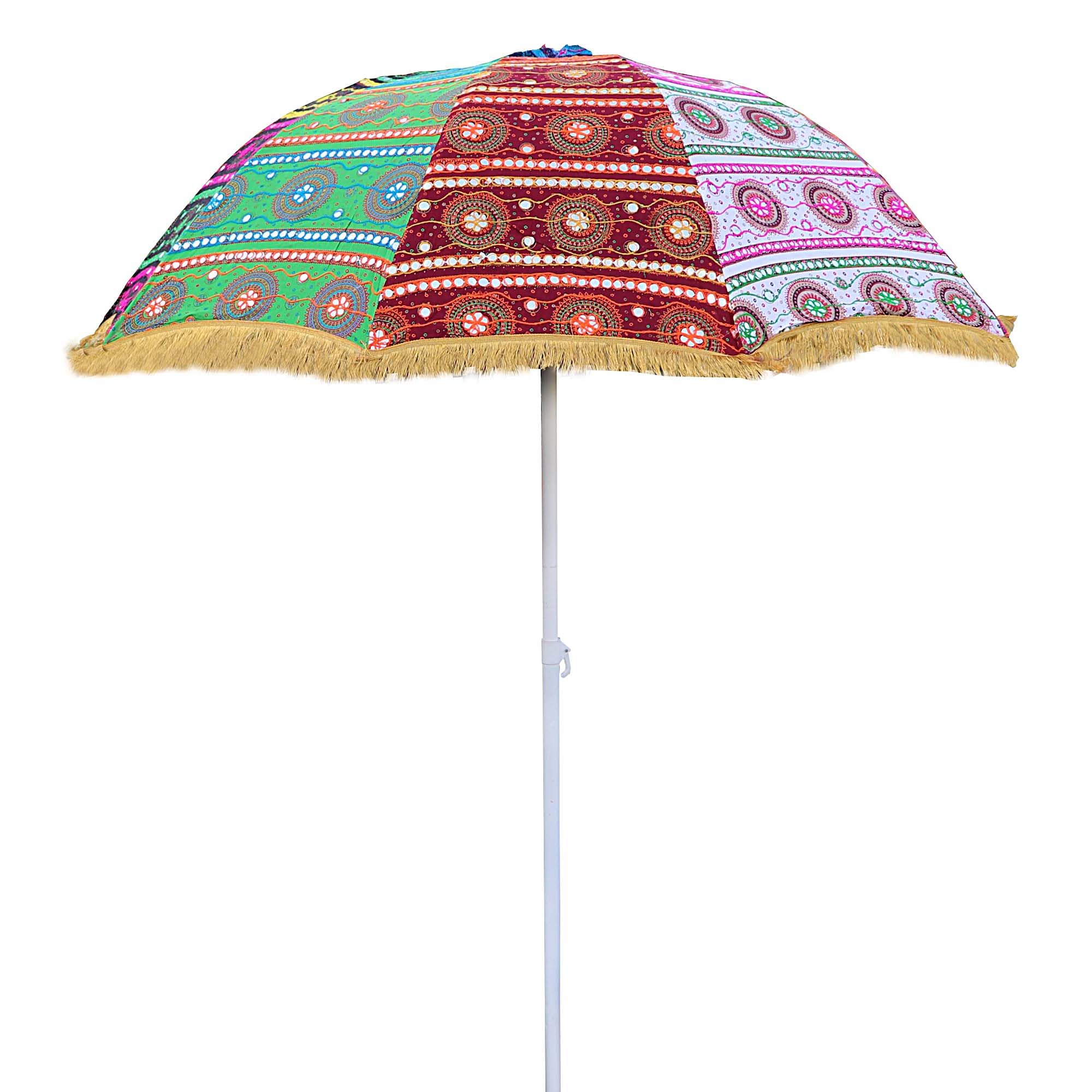 Aangi ArtDecorative Multi-Color Garden Parasol Umbrella | Handmade Design Cotton | Sun Protection with Foldable Iron Frame | Perfect for Beach, Cafe, Weddings, Celebrations | 72x90