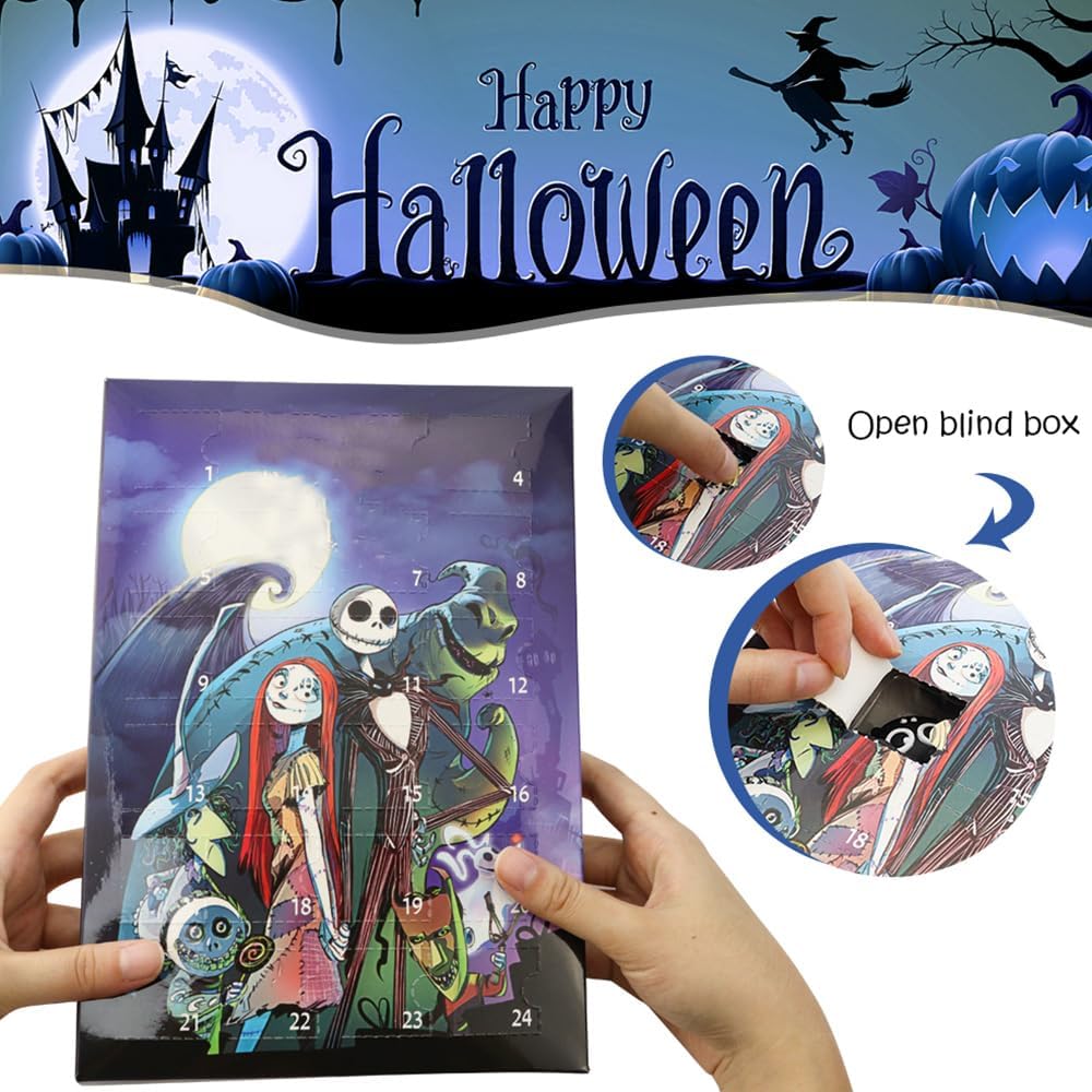 Halloween Advent Calendar 2025, Halloween Horror Atmosphere Ghost Countdown Movie Figures Advent Calendar with 24Pcs Dolls Collectible Gift(A)