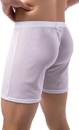 Mens See Through Sexy Underwear Glitter Mesh Lounge Shorts