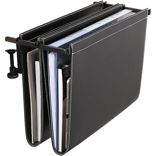 Nuslne Hanging Desk File Organizer, Vertical Hanging Desk Storage,Under Desk Storage，Sturdy File Holder and Laptop Holder for offices, homes, schools, Ideal Desk-Side Storage Solution，Fits Letter-Size