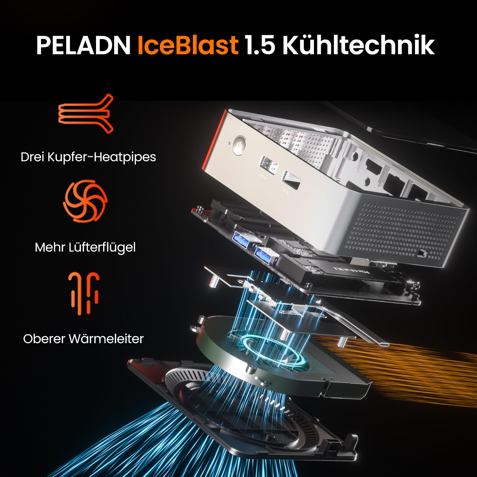 PELADN Mini PC AMD Ryzen 4300U bis zu 3,7 GHz, 8 GB DDR4 RAM, 256 GB SSD, Mini-Computer mit 4K/60Hz Triple-Display über Dual-HDMI und Type-C, WiFi 6, Bluetooth 5.3 für Büro und Homeoffice