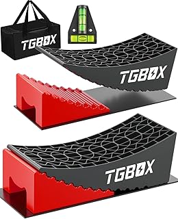 TGBOX RV Leveling Blocks Ramp Kit, Camper Leveler 2 Packs with 2 Levelers, Two Chocks, 2 Anti-Slip Mats and Carrying Bag