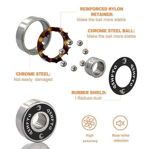 Miniatura 3 de Juego de rodamientos de alta precisión ABEC 9 para longboards, patinetas, rodillos, scooters con espaciadores y arandelas