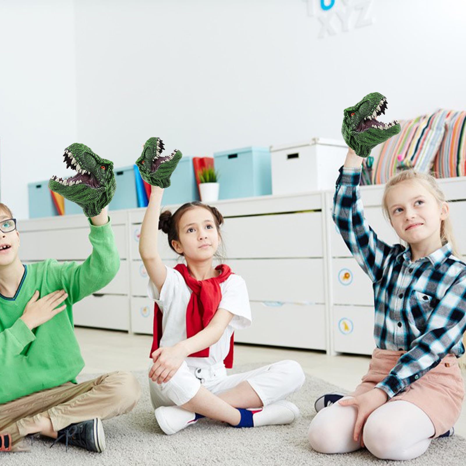 Pupazzo Di Mano Dinosauro - Giocattolo Realistico A Forma Di Guanto Animale Morbido, Pupazzo Testa Di Dinosauro In Morbida | Accessorio Educativo Interattivo, Giocattoli Per Bambini, Gioco Di