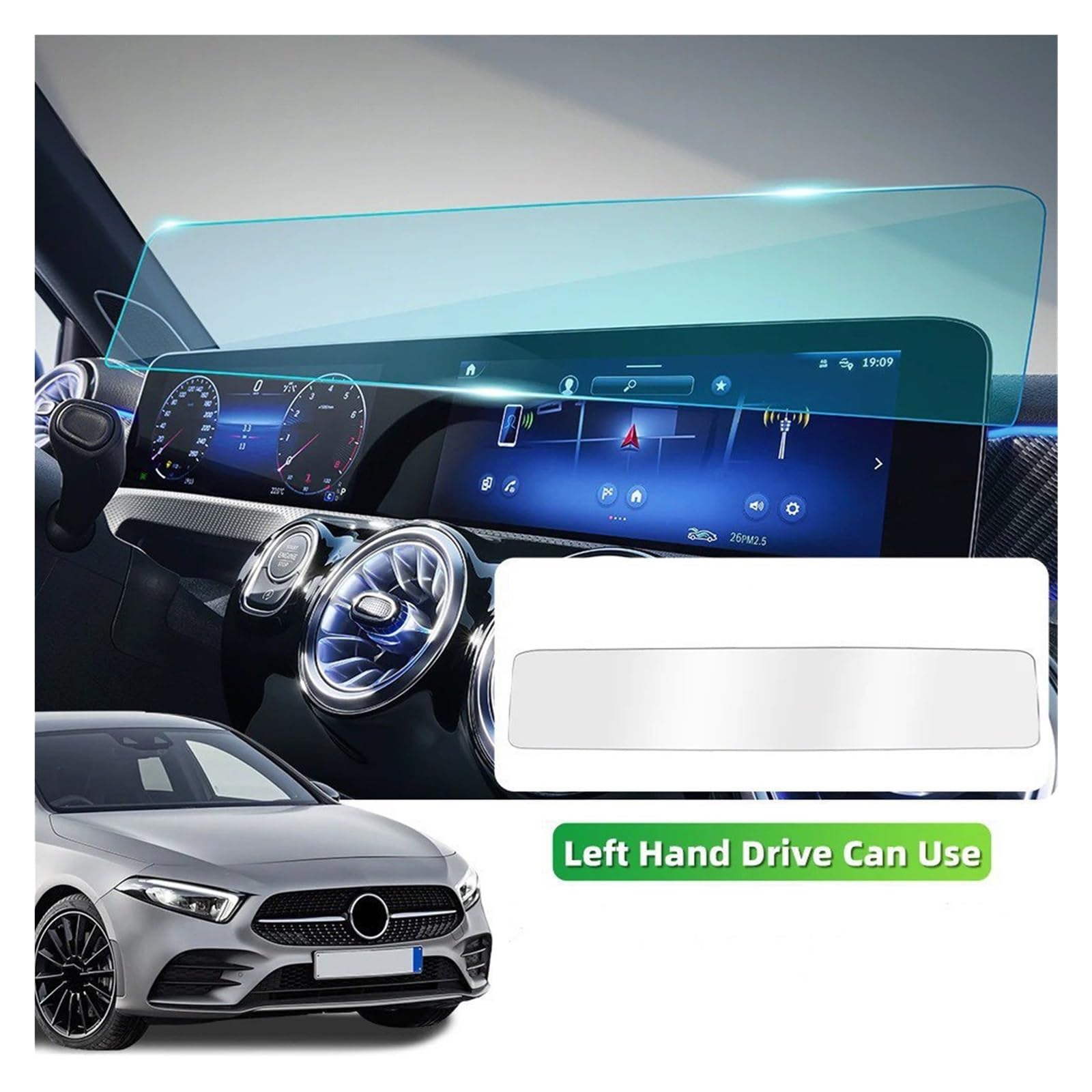 Navigation Displayschutz Für Benz A-Klasse W177 2 In 1 Gehärtetes Glas Film Schutz Auto Center Konsole GPS Navigation Bildschirm Display Displayschutzfolie