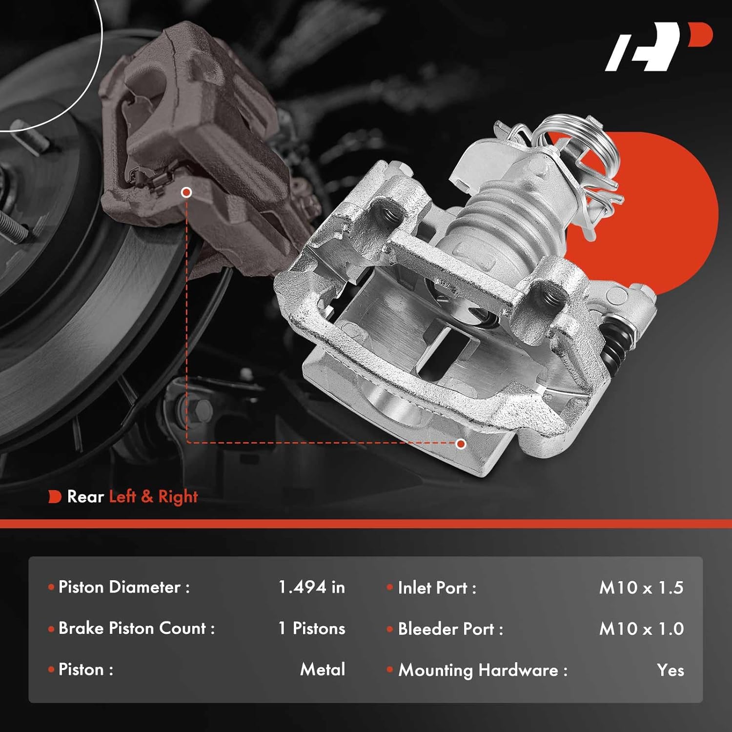 A-Premium Rear Disc Brake Caliper Assembly with Bracket Compatible with Select Chevy, Pontiac and Saturn Models - Malibu 2004-2012, Cobalt 2005-2008, HHR 2008-2010, Pursuit 2006, G5, G6, Aura, Ion
