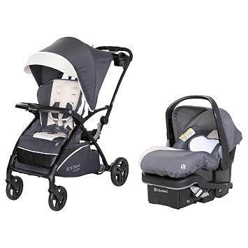 Baby Trend Sit N Stand 5-in-1 Shopper Stroller w / Canopy & Storage Basket & EZ-Lift Plus Lightweight Car Car Seat w / Cozy Cover & Base، Magnolia